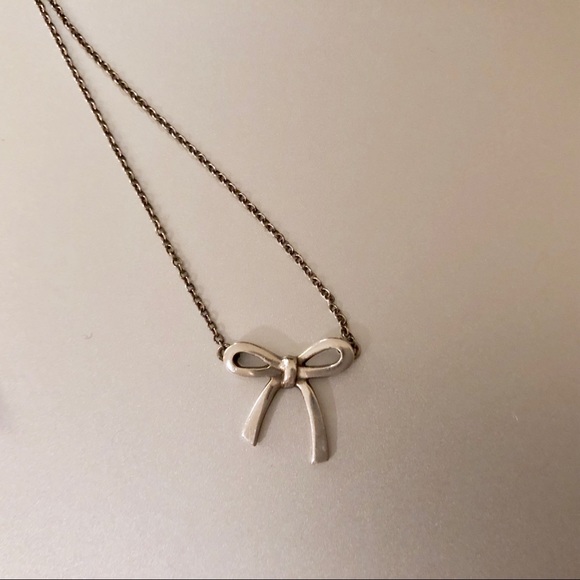 Tiffany Sterling Silver Small Bow Pendant Necklace - Picture 3 of 5